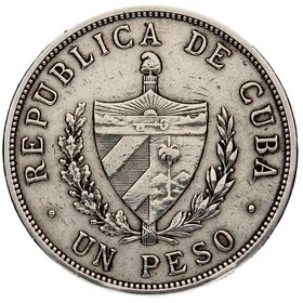 Moneda Cuba 1 Peso Plata 1933 26,70g