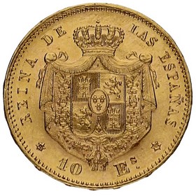 Moneda 10 Escudos Oro 1868 8,35g