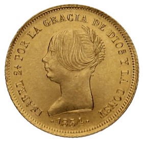 Moneda 100 Reales Oro 1854 8,35g