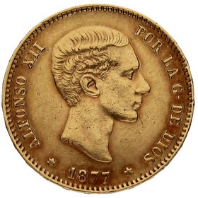Moneda 25 pesetas Oro 1877 8,05g