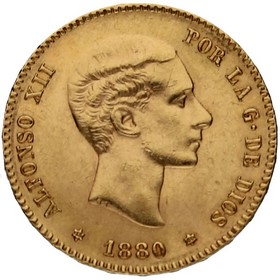 Moneda 25 pesetas Oro 1880 8,07g