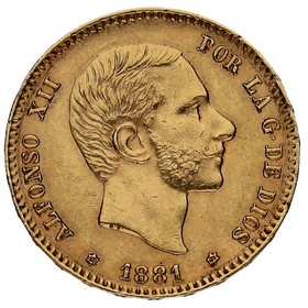 Moneda 25 pesetas Oro 1881 8,07g