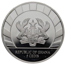 Moneda Ghana 5 Cedis Gigantes de la Edad de Hielo Plata 2021 1 oz