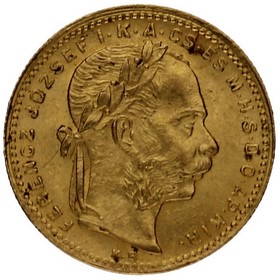 Moneda Hungría 20 francos 8 Florines Oro 1880 6,45 g