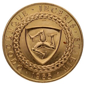 Moneda Isla de Man 5 Pounds  Bicentenario dependencia Corona Británica Oro 1965 40,11 g