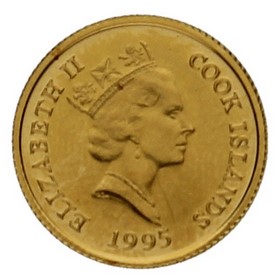 Moneda Islas Cook 20 Dollars 500 años de América Oro 1995 1,24 g