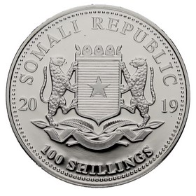 Moneda Somalia 100 Shillings Africa Salvaje Leopardo Plata 2019 1 oz