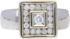 Sortija Oro Blanco y Diamantes talla brillante 0,47 Ct aprox. 12 g