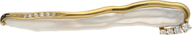 Broche Oro Amarillo con perla barroca alargada y Diamantes talla brillante 0,25 Ct aprox. 9 g