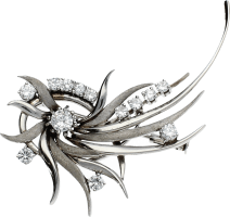 Broche floral Platino y Diamantes talla brillante 2,10 Ct aprox. 17,03 g