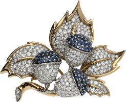 Broche Oro Amarillo / Oro Blanco Pav Diamantes 9 Ct aprox. Pav zafiro azul 4 Ct aprox. 31,63 g