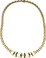 Gargantilla Oro Amarillo Diamantes talla cuadrada 0,60 Ct aprox, y esmeraldas talla cuadrada 1 Ct aprox. 72,27 g