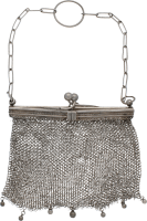 Monedero Bolso Plata malla. Apertura plegable. 66 g