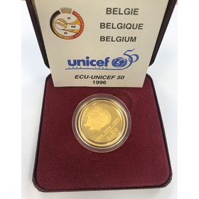 Moneda Bélgica 50 Ecu Oro 1996 1/2 oz