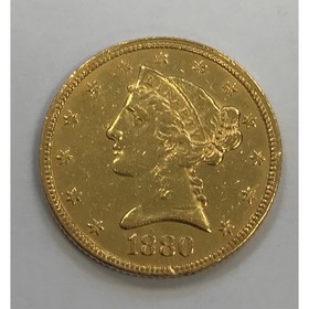Moneda Estados Unidos 5 Dollars Oro 1880 8,34 g