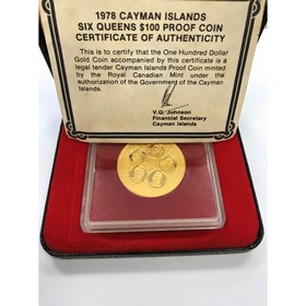 Moneda Islas Caimán 100 Dollars Oro 1978 22,68 g