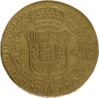 Moneda Carlos IIII 8 Escudos Oro 1798 Nuevo Reino JJ 27,13 g