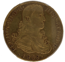 Moneda Fernando VII 8 Escudos Oro 1808 Mexico TH