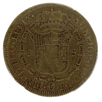 Moneda Fernando VII 8 Escudos Oro 1815 Santiago FJ