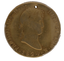 Moneda Fernando VII 8 Escudos Oro 1824 Potosi PJ