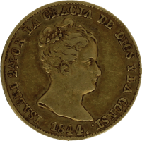 Moneda Isabel II 80 Reales Oro 1844 Barcelona PS 6,72 g