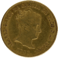 Moneda Isabel II 80 Reales Oro 1848 Barcelona PS 6,74 g