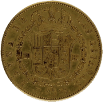 Moneda Isabel II 80 Reales Oro 1848 Barcelona PS 6,74 g