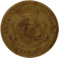 Moneda Isabel II 100 Reales Oro 1862 Madrid 8,41 g