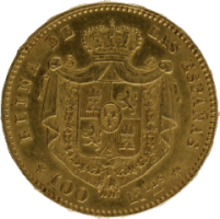Moneda Isabel II 100 Reales Oro 1864 Madrid 8,40 g