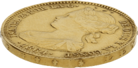 Moneda Isabel II 100 Reales Oro 1864 Madrid 8,40 g