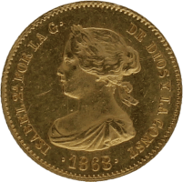 Moneda Isabel II 4 Escudos Oro 1868 Madrid 3,35 g