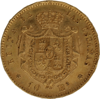 Moneda Isabel II 10 Escudos Oro 1868 Madrid 8,35 g