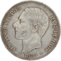 Moneda Alfonso XII 5 Pesetas Plata 1885 MSM 24,88 g