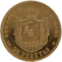 Moneda Alfonso XII 25 Pesetas Oro 1876 DEM 8,05 g