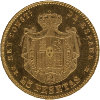 Moneda Alfonso XII 25 Pesetas Oro 1877 DEM 8,07 g