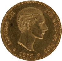Moneda Alfonso XII 25 Pesetas Oro 1877 DEM 8,03 g