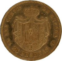 Moneda Alfonso XII 25 Pesetas Oro 1880 MSM 8,05 g