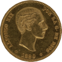 Moneda Alfonso XII 25 Pesetas Oro 1880 MSM 8,06 g