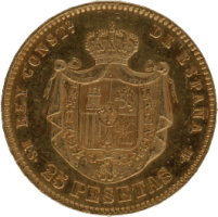 Moneda Alfonso XII 25 Pesetas Oro 1880 MSM 8,06 g