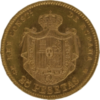 Moneda Alfonso XII 25 Pesetas Oro 1880 MSM 8,06 g