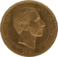 Moneda Alfonso XII 25 Pesetas Oro 1881 MSM 8,07 g