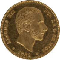 Moneda Alfonso XII 25 Pesetas Oro 1881 MSM 8,05 g
