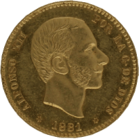 Moneda Alfonso XII 25 Pesetas Oro 1881 MSM 8,04 g