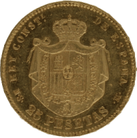 Moneda Alfonso XII 25 Pesetas Oro 1881 MSM 8,04 g