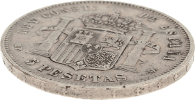 Moneda Alfonso XIII 5 Pesetas Plata 1888 MPM 24,74 g