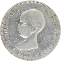 Moneda Alfonso XIII 5 Pesetas Plata 1898 MPM 24,75 g