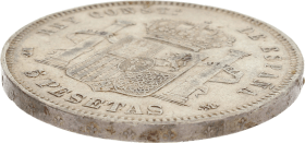 Moneda Alfonso XIII 5 Pesetas Plata 1890 MPM 24,76 g
