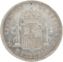 Moneda Alfonso XIII 5 Pesetas Plata 1891 PGM 24,86 g