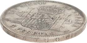 Moneda Alfonso XIII 5 Pesetas Plata 1892 PGM 24,64 g