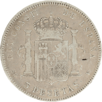 Moneda Alfonso XIII 5 Pesetas Plata 1898 SGV 24,45 g